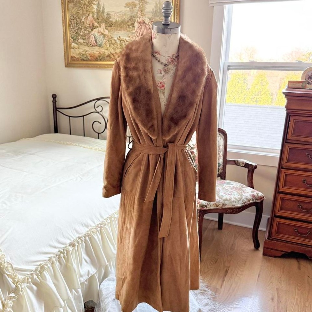 leathers by new‎ england long camel coat fits like a medium 1970s
